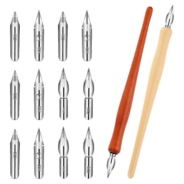 10 st Dip Pen Set Nib Penhållare Serie Ritpen Nib Set Pen Bläck Nib Kalligrafi Pen Nibs Trä Ritning