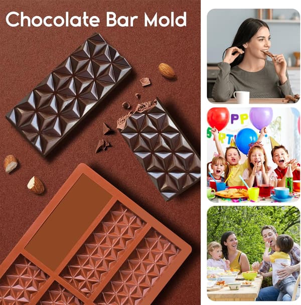 Silikon Chokladformar Set Med 3 Geometriska Bakformar Med 6 Hålrum Var