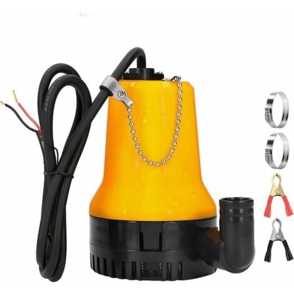 12V nedsänkbar vattenpump 50W nedsänkbar pump 4200L/H DC-pump Smutsvattenpump Bärbar linjelängd 2,3 meter Med kl