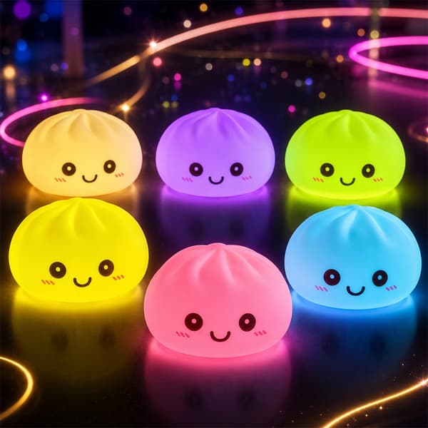 2027 Nye Dumpling Nattlys Glødende Dumplings Skrivebordspynt Søt Glødende Dumpling Dampboks Kawaii Dumpling Lys Gaver D-2pcs