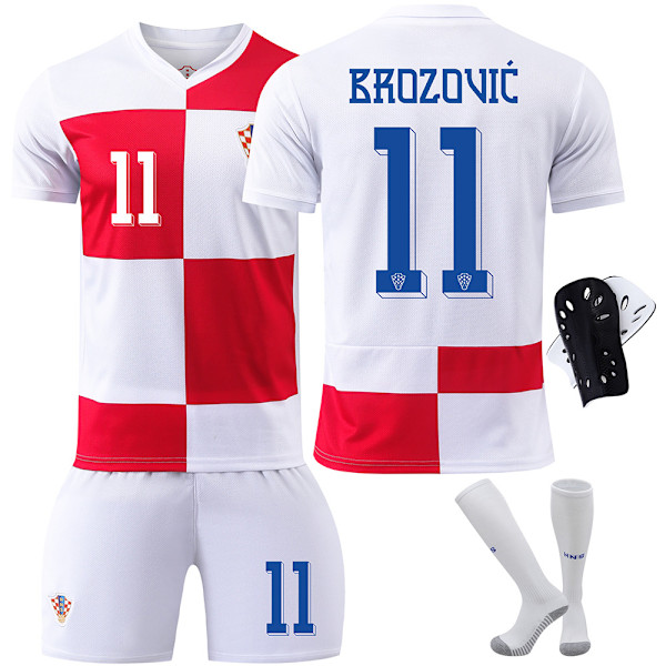 Kroatien Hemma Fotbollströja 2024 Nr 10 Modric EM-tröja Pojkar Set Version Utan strumpor storlek 10 No socks size 10 #XS