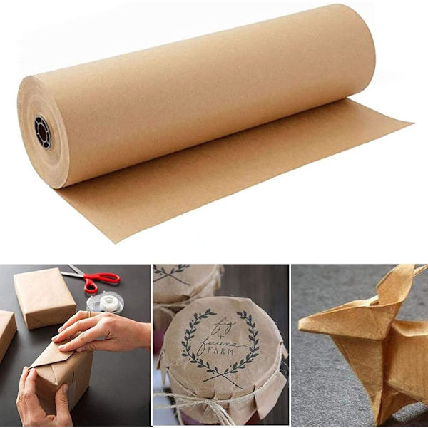 Rulle brun kraftpapper för hantverk, konst, presentinslagning, förpackning, dekorativt papper