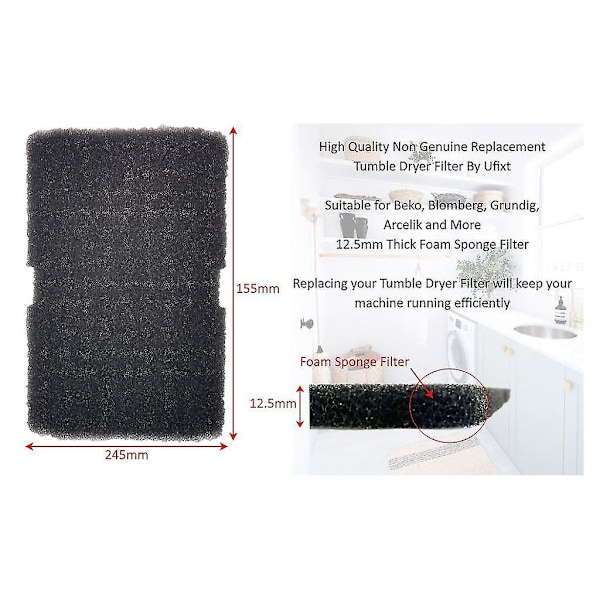 Cylinda Tørketrommel Fordamper Filter Svamp 2964840100 Pakke med 2