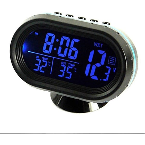 2-24V Multifunktionell LCD Elektronisk Biltermometer Temperatur Alarmklocka