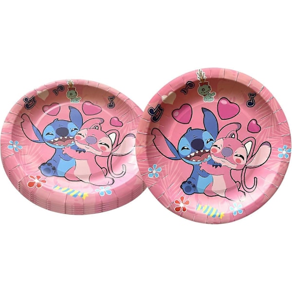 Pink Lilo og Stitch Fødselsdagsfestartikler, 20 Tallerkener og 20 Servietter, Lilo og Stitch Tema Fødselsdagsfest Dekorationer til Piger
