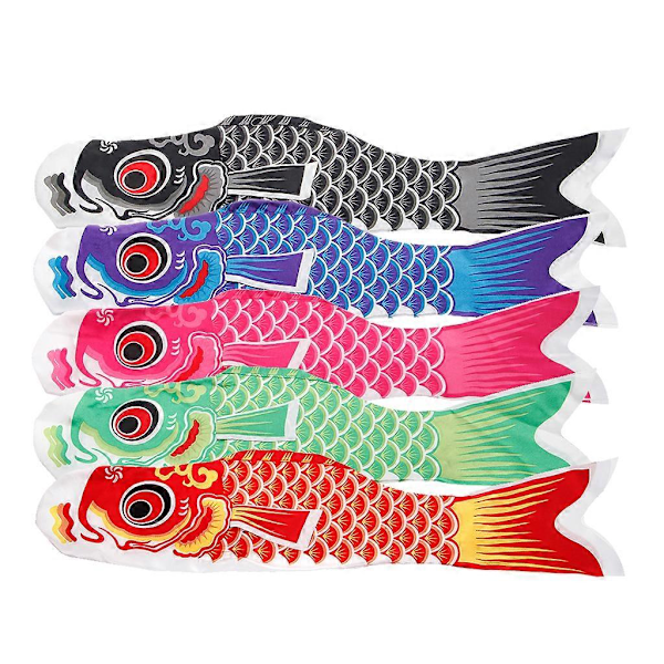 70cm Koi Nobori Karp Vindsekker Koinobori Fargerik Fiskeflagg Hengende Veggdekor Svart black