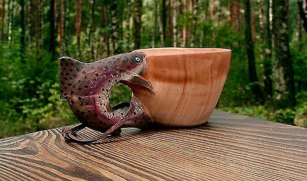 Håndlaget Trekopp Dyr Hode Kanne Reise Camping