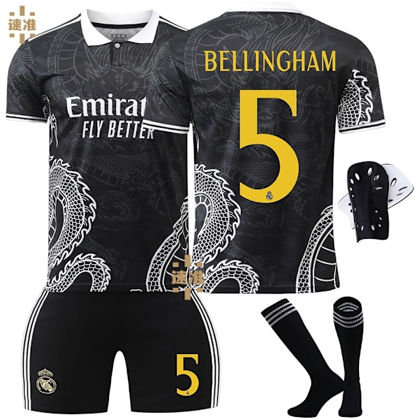 Real Madrid fotballsdrakt drake versjon 23-24 nr 7 Vinicius 5 Bellingham 11 Rodrigo barnedrakt Størrelse 7 sokker Size 7 socks XS