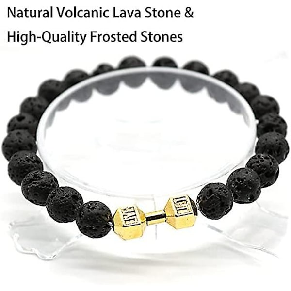 3 st Traintough hantelarmband, högkvalitativt pärlarmband för män vulkanisk lavasten hantelarmband presenter för män(FQ)