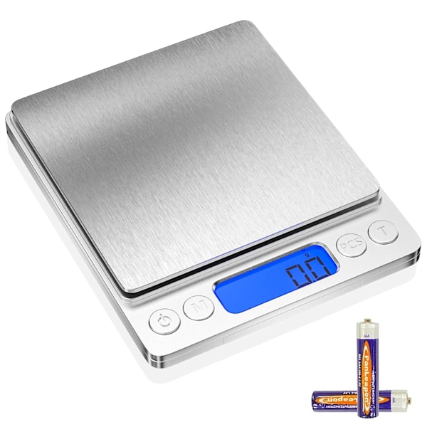 3kg/0.1g Kitchen Scale Electronic, Stainless Steel Digital Scale with LCD Display and Tare Function, Fine Scale Automatic Shutoff, with 6 Units,