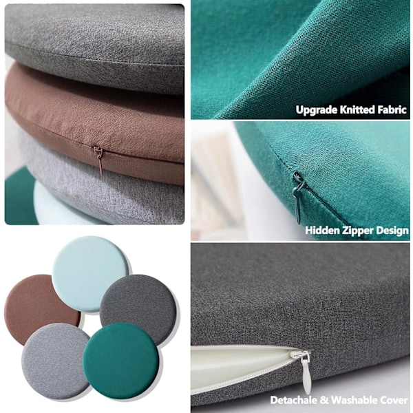 Paksu pyöreä tuolin pehmuste, irrotettava puutarhatuolin pehmuste, memory foam sisä- ja ulkokäyttöön, 30 cm sinivihreä, A