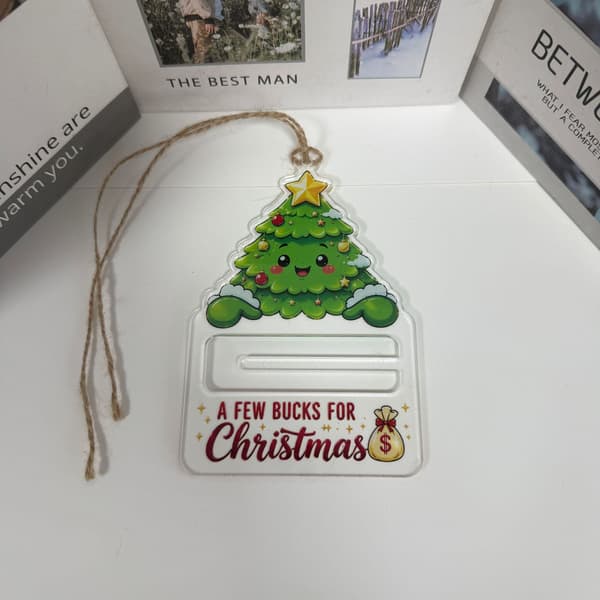 Akryl Kontantpresenthållare Prydnad, Julpengahållare för Presentgivning Happy reindeer 10*15.5cm