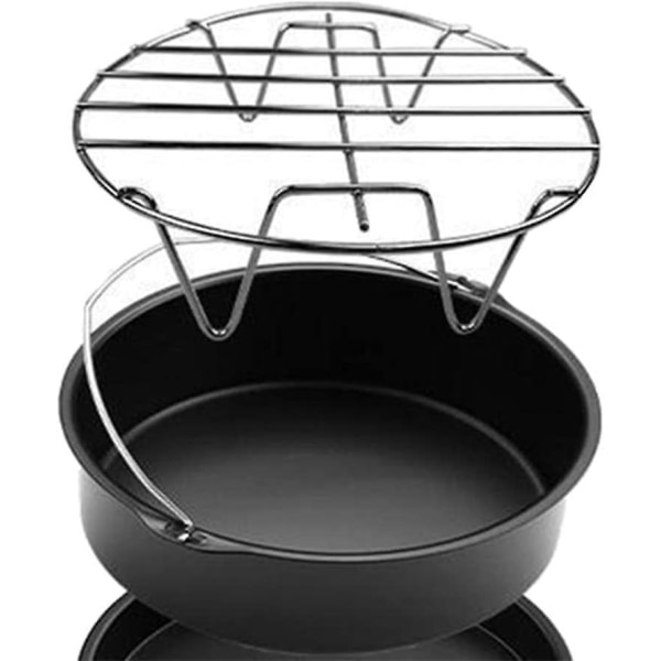 HHL 2-Pakning 6/7/8-Tommers Air Fryer Tilbehør Rustfritt Stål Koke Rack Rundt Kjøkken Stål Enkeltlags Grill Rack (d-v2)
