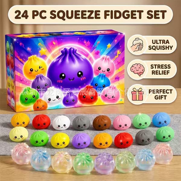 Emosjonell Støtte Julekalender 2026, 3D PVC Stresslindrende Adventskalender B