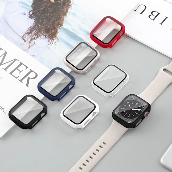 Herdet deksel for Apple Watch Se Case 9 8 7 6 5 4 38 40mm Tilbehør Skjermbeskytter iWatch Series 44mm 45mm 41mm 42mm Sølv 17 Sølv 17 Silver 17 Series 123 42MM