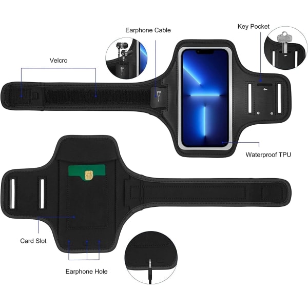 IC Träningsarmband för Telefon Kompatibelt med iPhone 14 Plus, 13 Pro, 12 Pro Max, Samsung Galaxy S23 Ultra, S22 Plus, Note20 Ultra