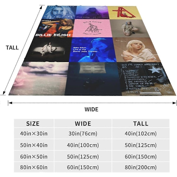 Billie Tæppe Kast Aircondition Tæppe Eilish Merch Album Cover Gave Blødt Varmt Til Seng Sofa Hjemmeindretning (Album Co-KDE46783 150x200cm 80x60in size