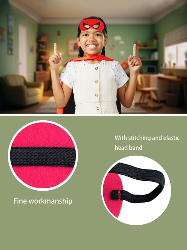 Superheltkapper og masker for barn, rollespillkostymer, Halloween-festutstyr, gutter og jenter utkledning Red One-size