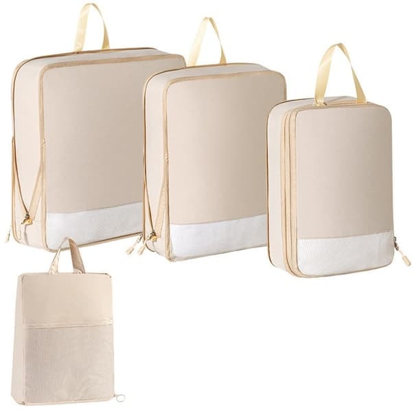 Matkalaukun Järjestäjä - Pakkauskuutiot ja Laukut 4 kpl Beige
