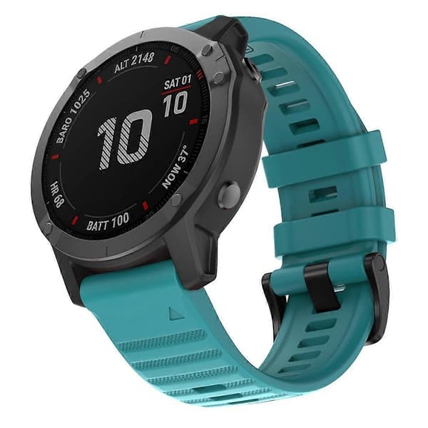 Til Garmin Fenix 6X 26mm silikonerem F{3} Cyan