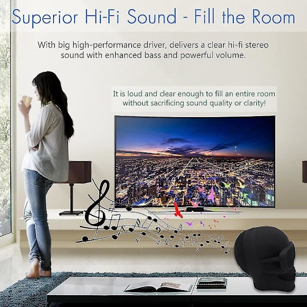 Skull Bluetooth-högtalare, Portabel trådlös högtalare med inbyggd mikrofon