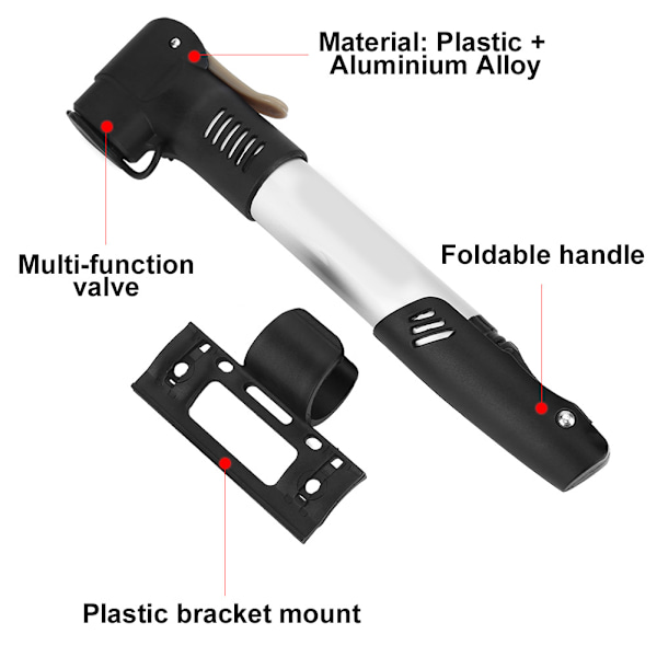 Cykeldæk Luftpumpe Bærbar Mini Inflator i Aluminiumlegering
