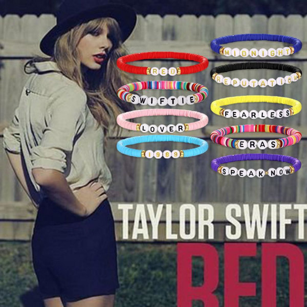 9PCS armbåndsett Taylor Swift Album inspirert armbåndsstil