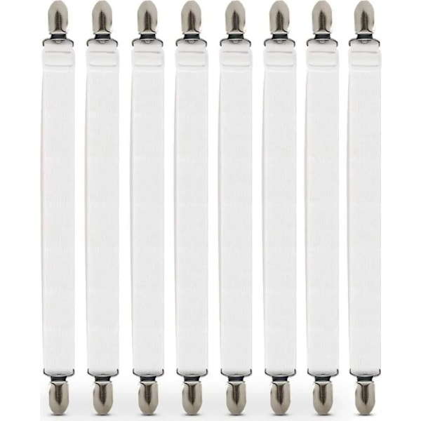 Justerbare lagenstropper, 8 elastiske stropper med metalclips til lagner, madrasser, sofa