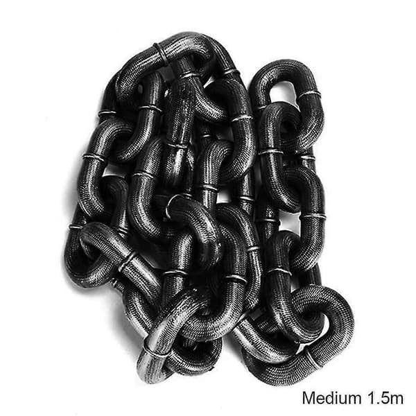 Simuleret jernkæde til hundetræk Multifunktionel tyk rebsnor Sele til hundeudstyr Black Medium 1.5 M
