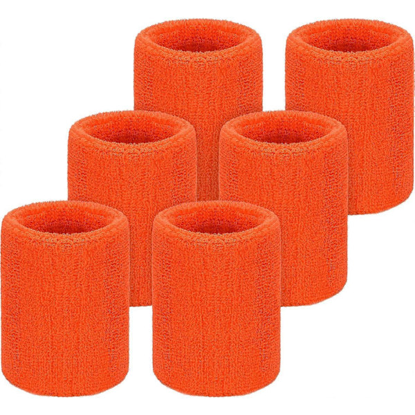 Hikinauhat ranteeseen, 6 kpl, Tennisrannekoru, Imukykyiset hikinauhat urheiluun, Oranssi [db]
