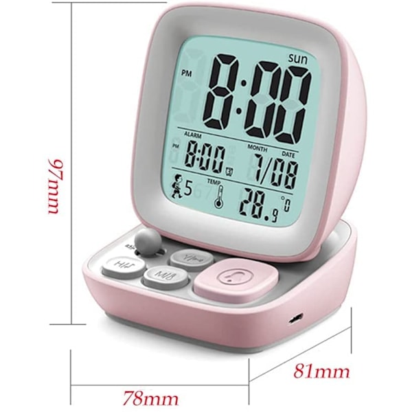 Väckarklocka med växande larm Digital väckarklocka Barn för laddning Hem Retro Liten datorskrivbordsklocka Väckningsartefakt Skrivbord Smart klocka Klocka