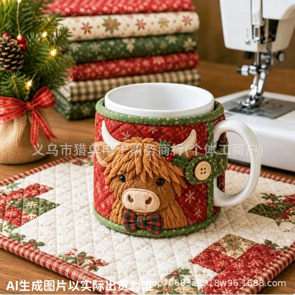 Jule-quilte-sett for koppvarmer, DIY-håndarbeidssett for julekopp-ermer**Apple Pig Apple Pig