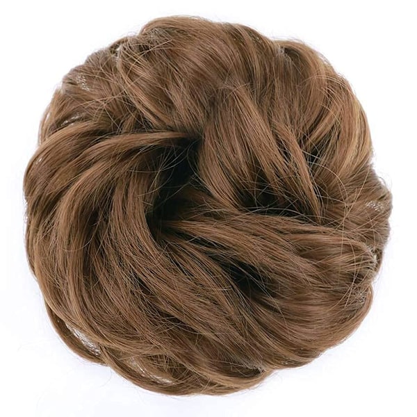 1 stk Messy Bun Hårflette Scrunchies Extension Krøllete Bølget Messy Syntetisk Chignon for Kvinner Updo Hårstykke Light Brown#