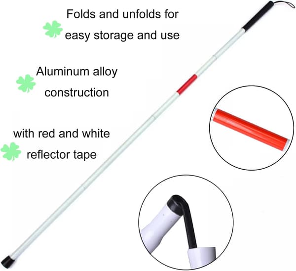 Baitai Foldbar Blindestok Refleksiv Rød Foldbar Vandrestav til synshandicappede og blinde