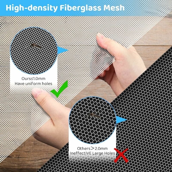 300x150cm Myggenet til Vindue, Justerbar Vinduesrulle, Hvidt Glasfiberstof Holdbart Brandsikkert, Anti-Insekt Flue Myggenet,
