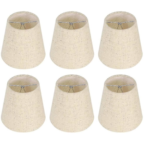 6 st lampskärmar vägglampa ljuskrona klämma på lampskärm E14 skruv linne små lampskärmar för bordslampor