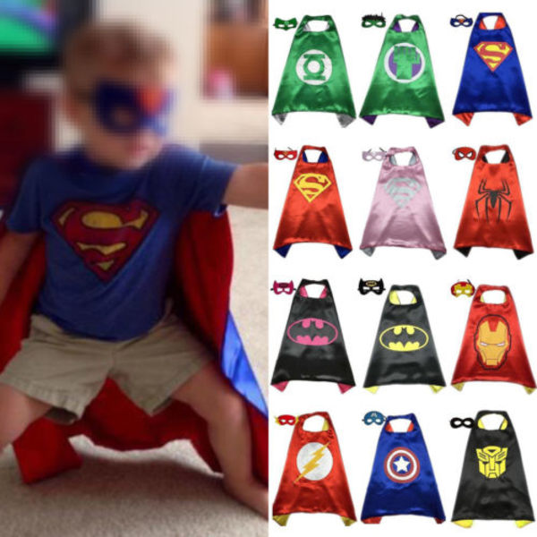 Superhjältar Cape Kids Baby Heroes Mask Batman Cosplay Kostym Hot