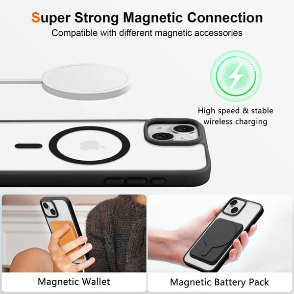 iPhone 13 Cover MagSafe Farve Klar - Sort Svart
