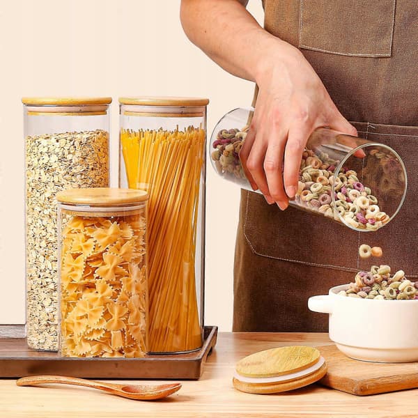 Glassbeholder for spagetti, sett med 3, 2000 ml clear