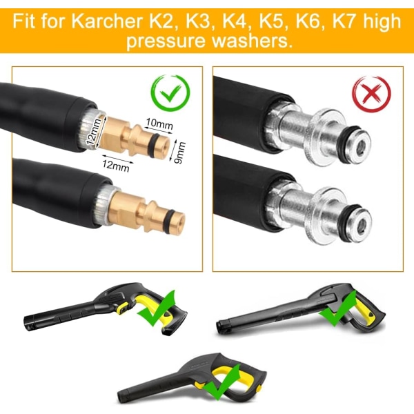 Højtryksslange til Karcher K2 K3 K4 K5 K6 K7 højtryksrenser, slange, kobling og hurtigkobling (8 m)