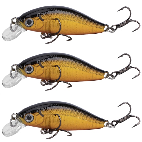 3 stk. Dobbelkrog Synkende Tungeagn Minnow Kunstig Livagtig Agn Fiskegrej 6#