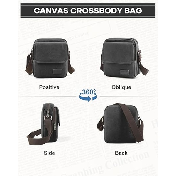 Liten Crossbody Väska för Män, Canvas Messenger Axelväskor Crossbody Satchel Väska Herr Sidoväskor Över Axelväska
