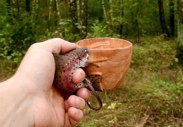 Håndlaget Trekopp Dyr Hode Kanne Reise Camping