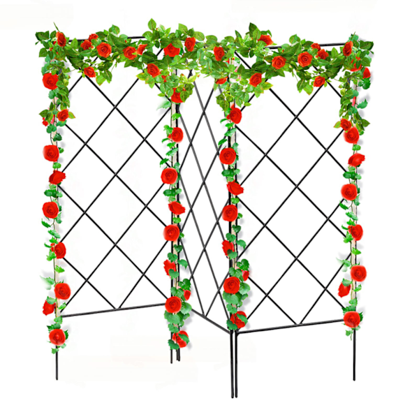 3 stk. Foldbar Plantebue Klatrestativ Ramme Have Blomsterplante Voksende Støtte Metal Jern Espalier Vægstøtte
