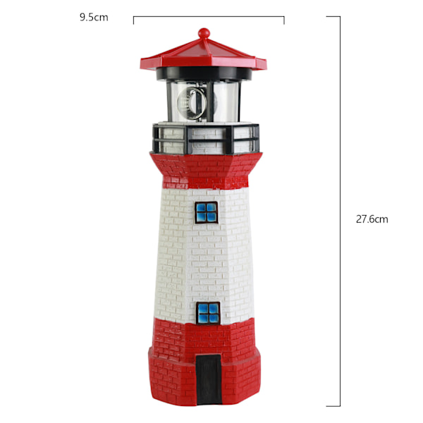 Fyr Ljus Solcell LED Lampa Utomhus Gård Roterande Strålsensor -bea