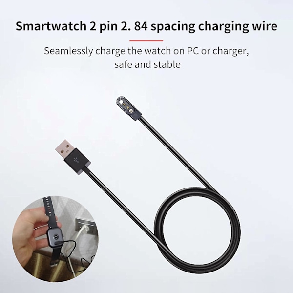 Magnetisk Säker PVC 2-Pin 2.84mm Laddningskabel för Klocka, Sömlös Snabbladdningssladd, Klocktillbehör