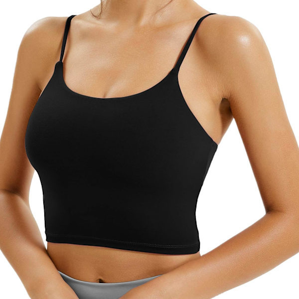 ch Polstret sports-bh til kvinder, fitnesstræning, løb, yoga tanktop, sort, small
