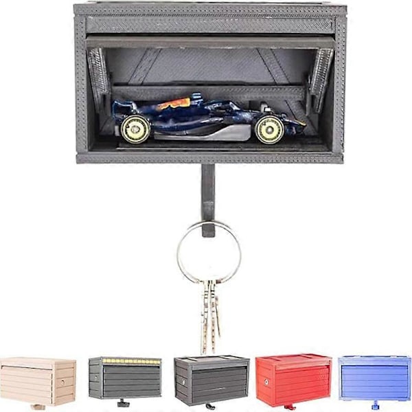 Retro Autotalli Avaimenpidike Automaattisesti Avautuvalla Ovella, Luova Itsekiinnittyvä Avaimenripustin Kodin Säilytystyökalu Seinäripustin black