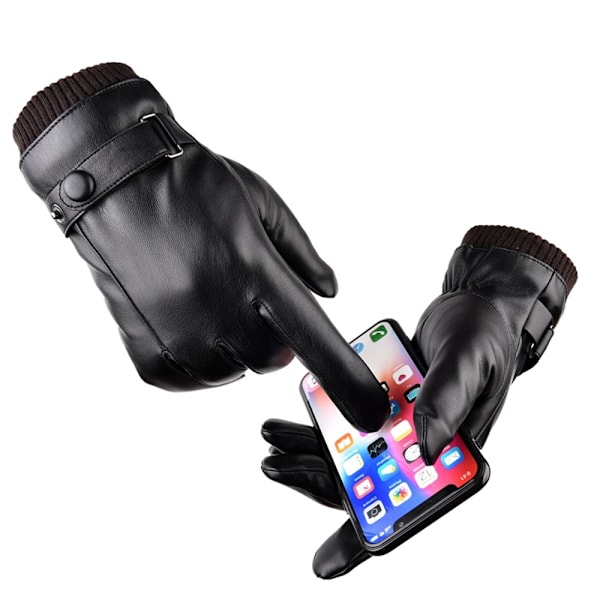 Vintervarma Touchscreen-handskar i läder för män/kvinnor