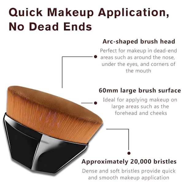 pcs Hexagon Flat Top Kabuki Foundation Brush med Beskyttelsesetui til Flawless Flydende & Pudderapplikation (Sort)